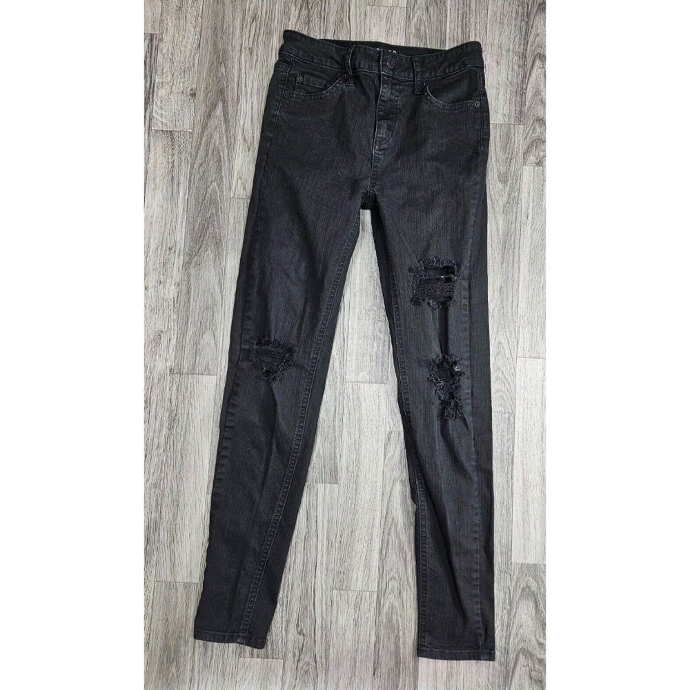 (3/$35) Wild Fable Size 0 Distressed High Rise Skinny Black Grey‎ Denim Jeans